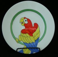Fitz & Floyd PARROT IN RING Porcelain Salad Plate